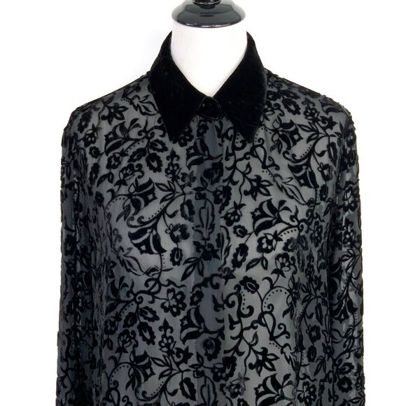Deane & White Tops - Vintage Y2K Black Sheere Burnout Velvet Blouse from Deane & White Sz M